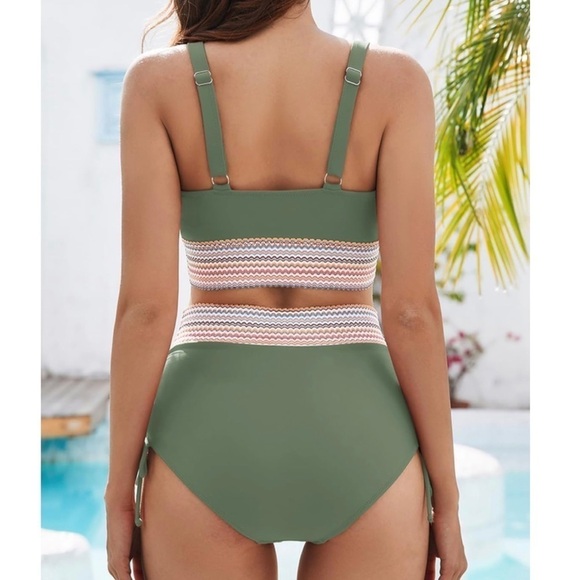 Blooming Jelly High Waisted Bikini Tummy Control Color Block Drawstring Size XL - Picture 4 of 9